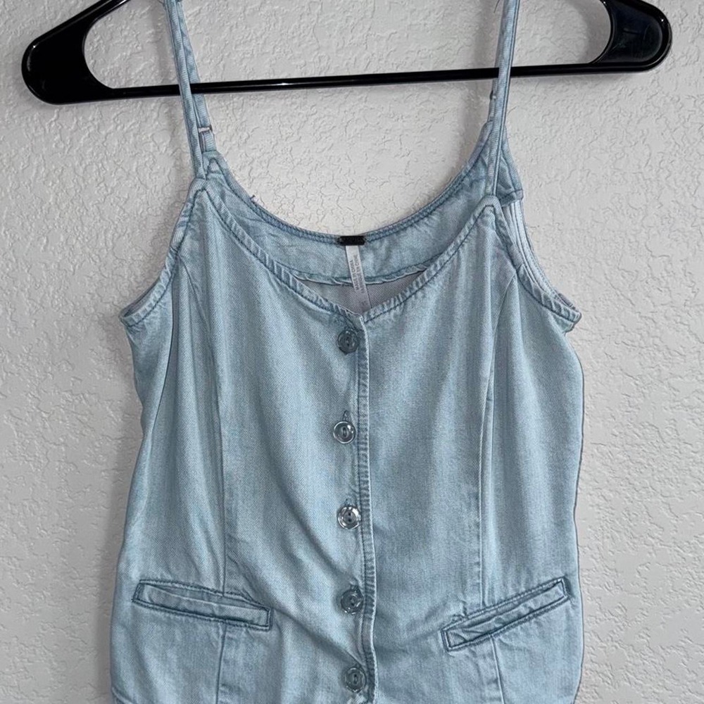 Young Fabulous & Broke Tate Denim Cami Vest Light Blue Chambray XS